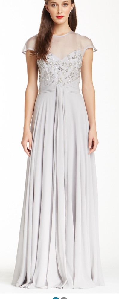 Theia Silk evening gown silver